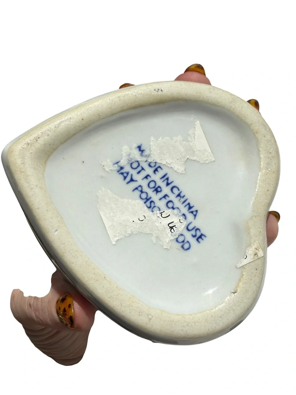 Blue White Heart Potpourri Box Ceramic Chinoiserie Cottagecore Decor Trinket Box